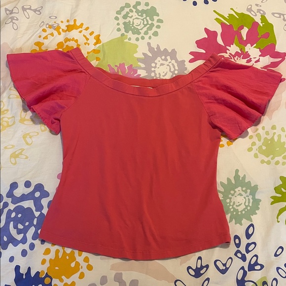 Maeve by Anthropologie Pink Off-Shoulder Top - Picture 2 of 5
